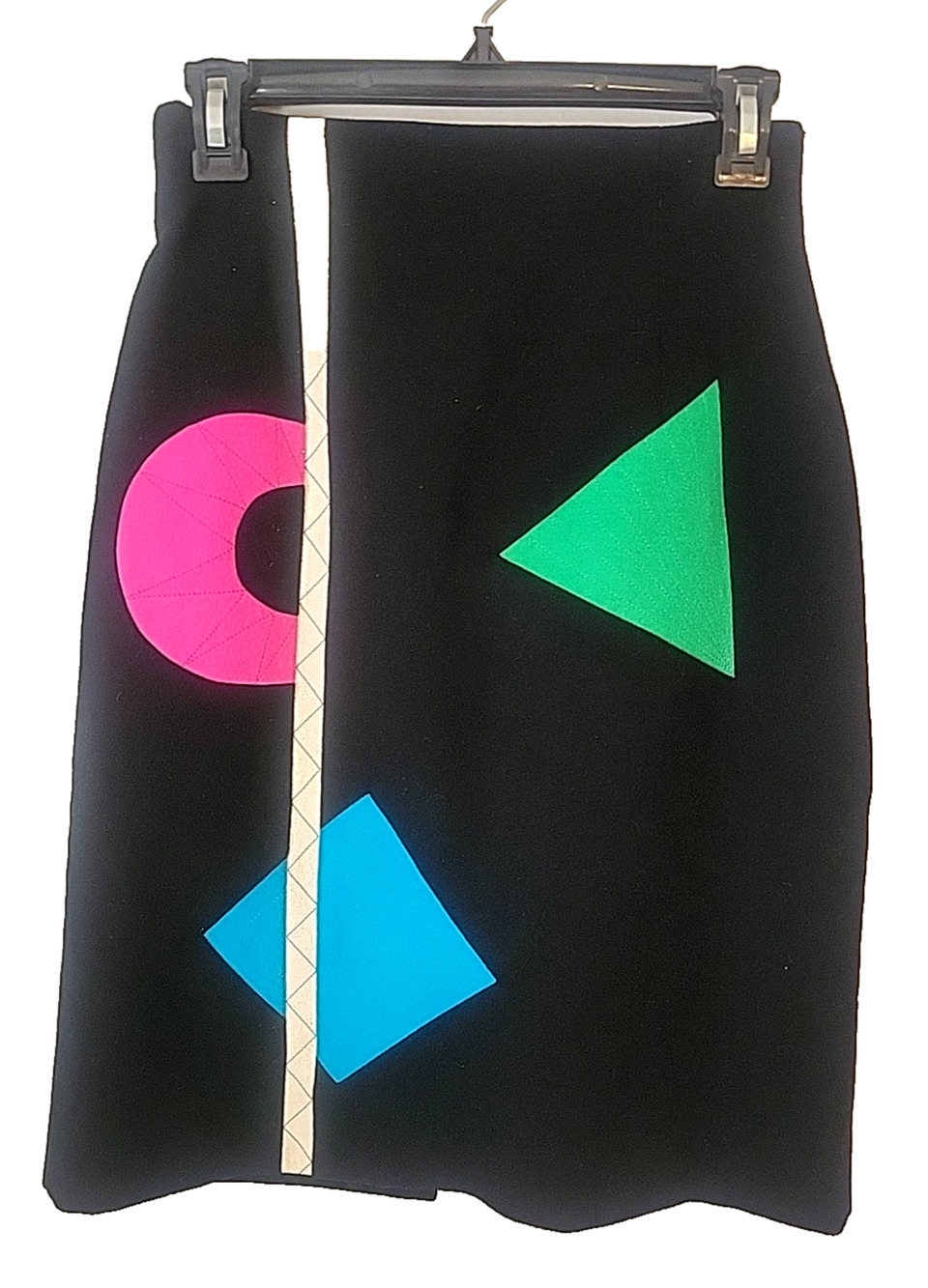 VTG Louis Feraud Wool Skirt Womens 8 Black Color Block Whimsigoth Office Party